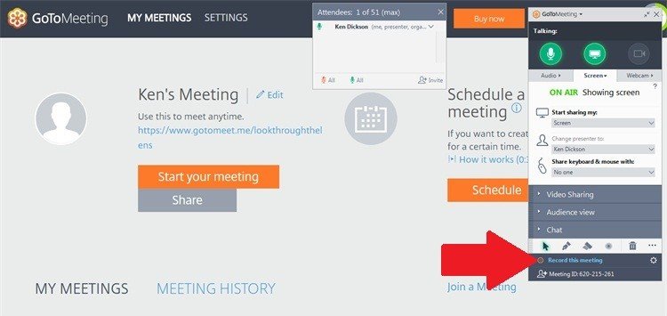 terminer l’enregistrement et regarder l’enregistrement vidéo de GoToMeeting